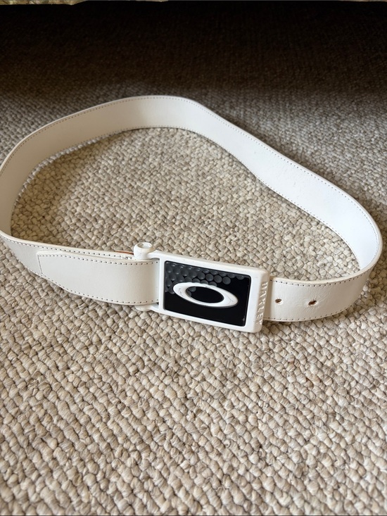 Oakley Other - Oakley White Leather Belt with Black Logo Buckle